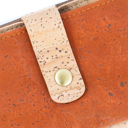 Compact Cork Card & Coin Wallet – Minimalist Zip Pouch with Snap Closure BAG-2357