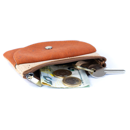 Compact Cork Coin Purse with Snap Pocket with Key Ring BAG-2355