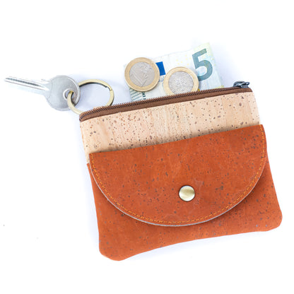 Compact Cork Coin Purse with Snap Pocket with Key Ring BAG-2355