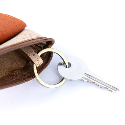 Compact Cork Coin Purse with Snap Pocket with Key Ring BAG-2355