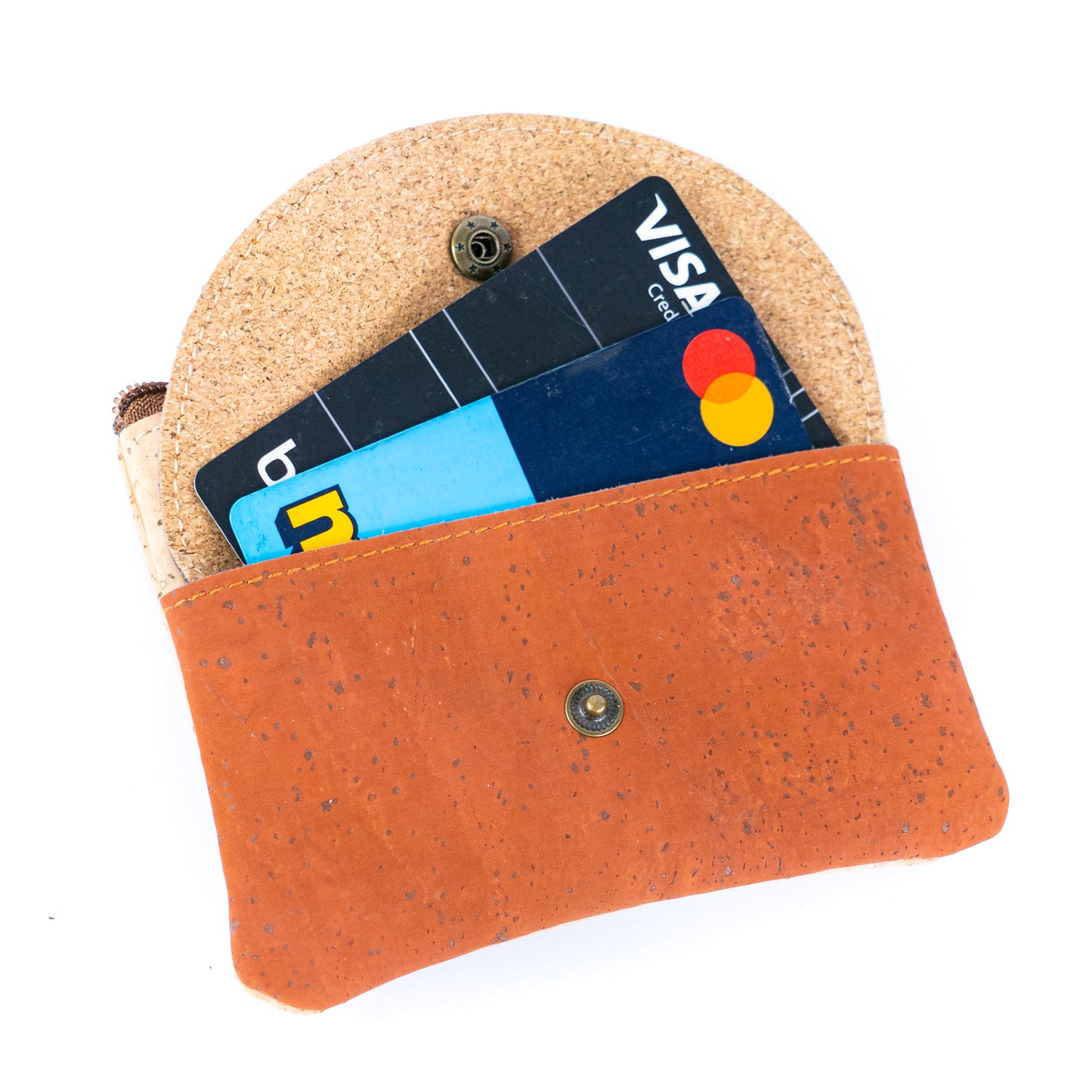 Compact Cork Coin Purse with Snap Pocket with Key Ring BAG-2355