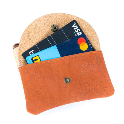 Compact Cork Coin Purse with Snap Pocket with Key Ring BAG-2355