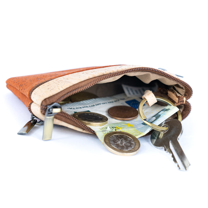 Triple Zipper Cork Coin Purse – Slim & Stylish Women&