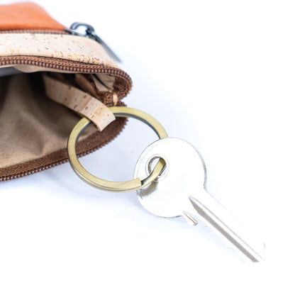 Triple Zipper Cork Coin Purse – Slim & Stylish Women's Wallet BAG-2356