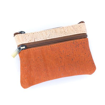 Triple Zipper Cork Coin Purse – Slim & Stylish Women's Wallet BAG-2356