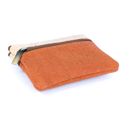 Triple Zipper Cork Coin Purse – Slim & Stylish Women's Wallet BAG-2356