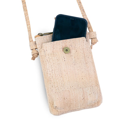 Natural Cork Phone Crossbody Bag with Front Pocket BAGP-309A