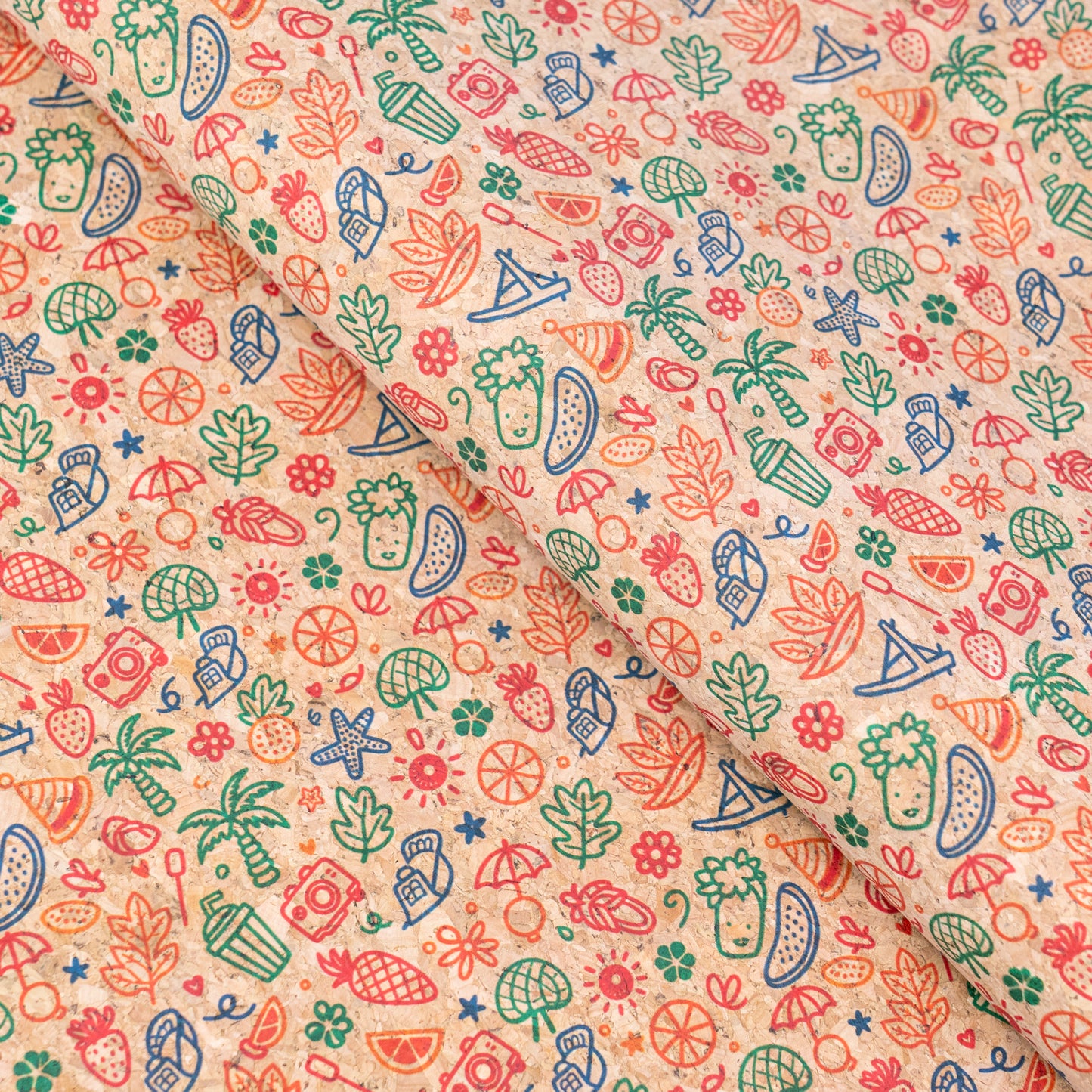 Summer Collection - Vacation Doodles Cork Fabric COF-21