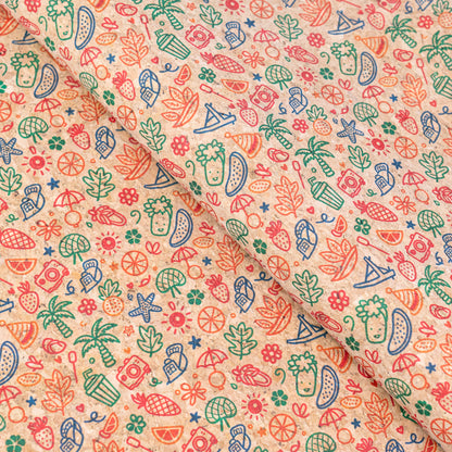 Summer Collection - Vacation Doodles Cork Fabric COF-21