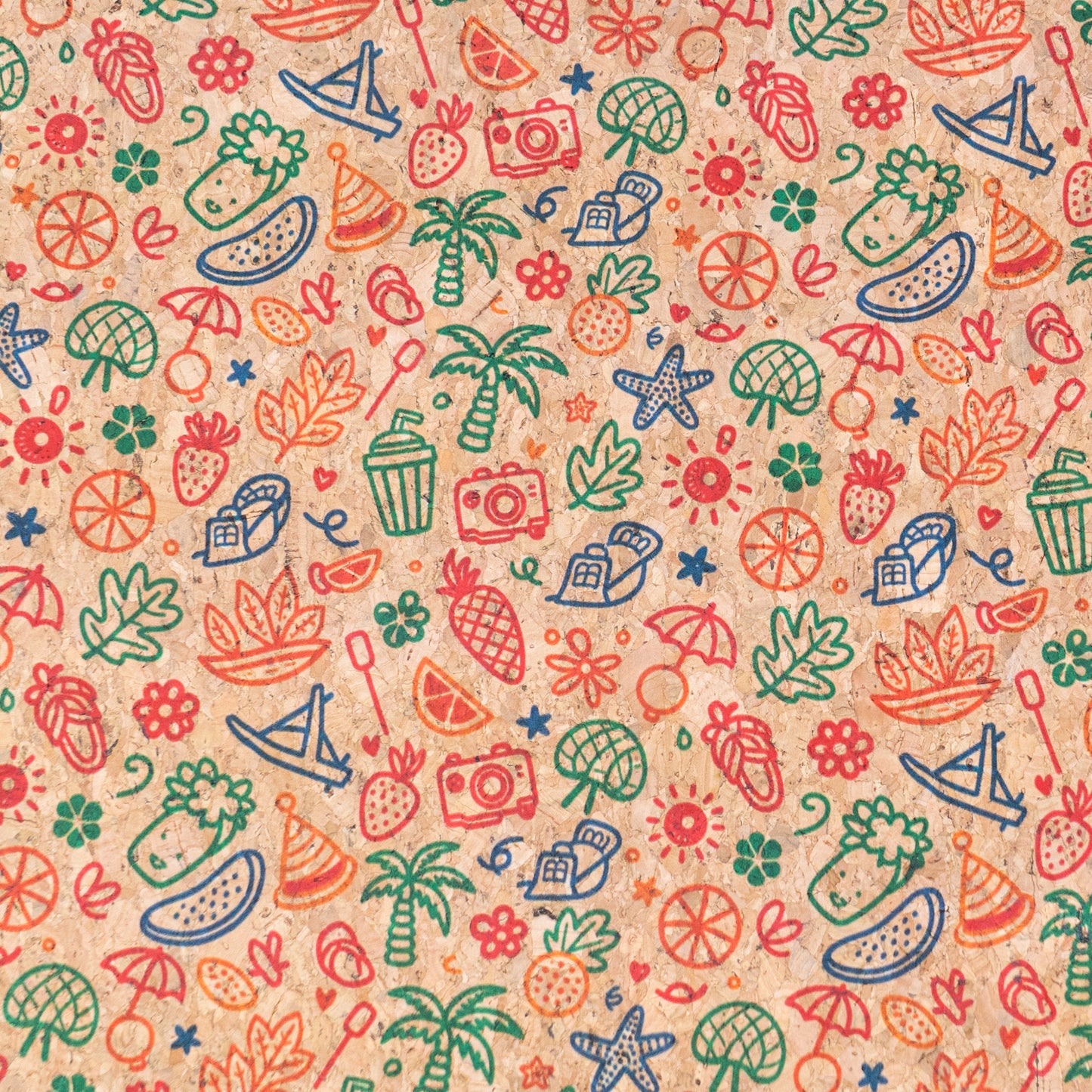 Summer Collection - Vacation Doodles Cork Fabric COF-21