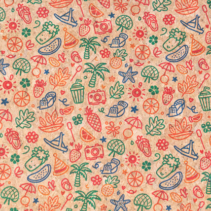 Summer Collection - Vacation Doodles Cork Fabric COF-21
