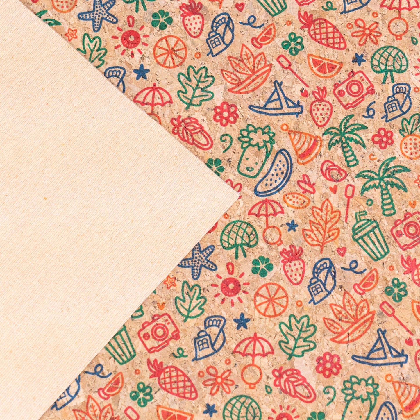 Summer Collection - Vacation Doodles Cork Fabric COF-21