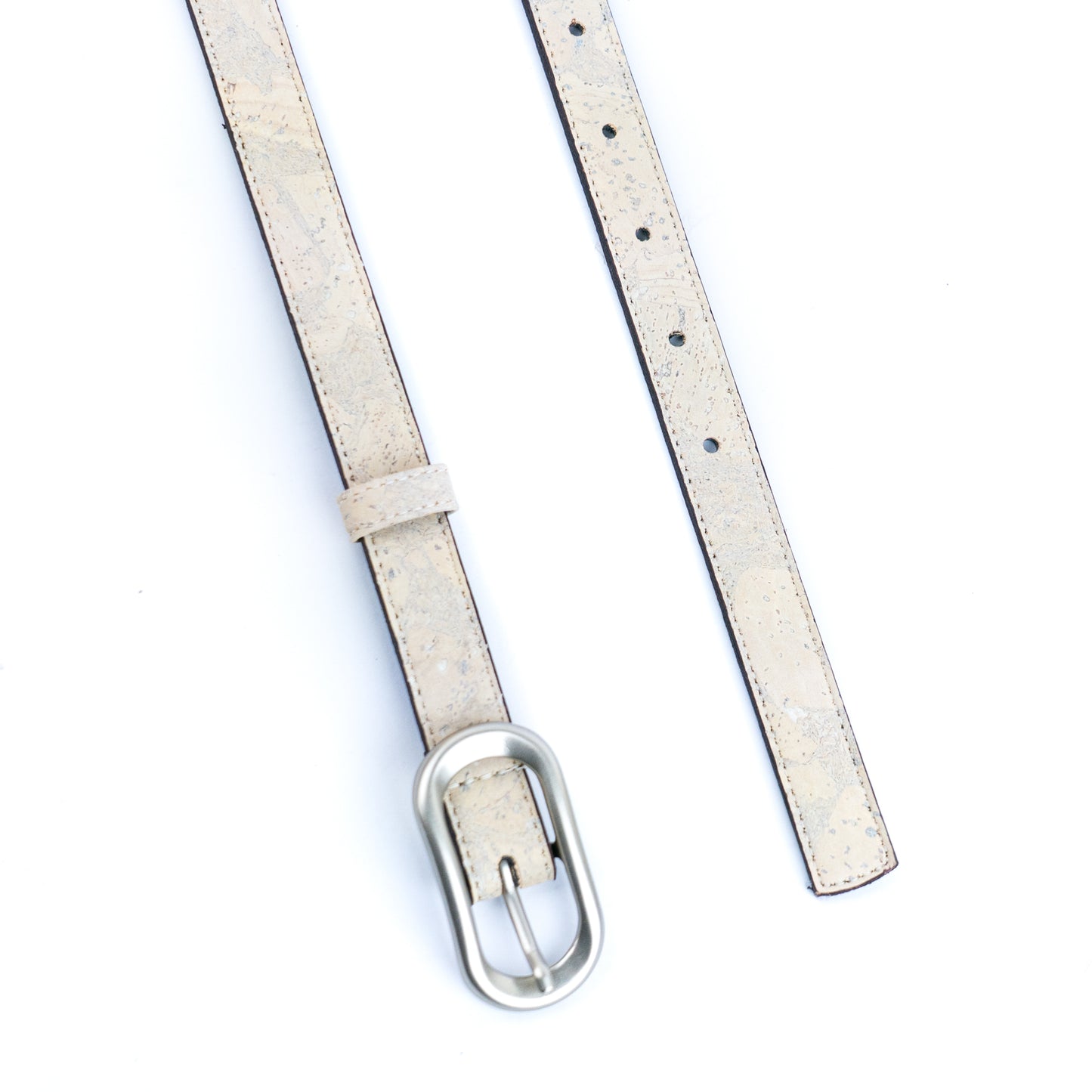 Women's Slim Cork Belt with Design Buckle  L-1117