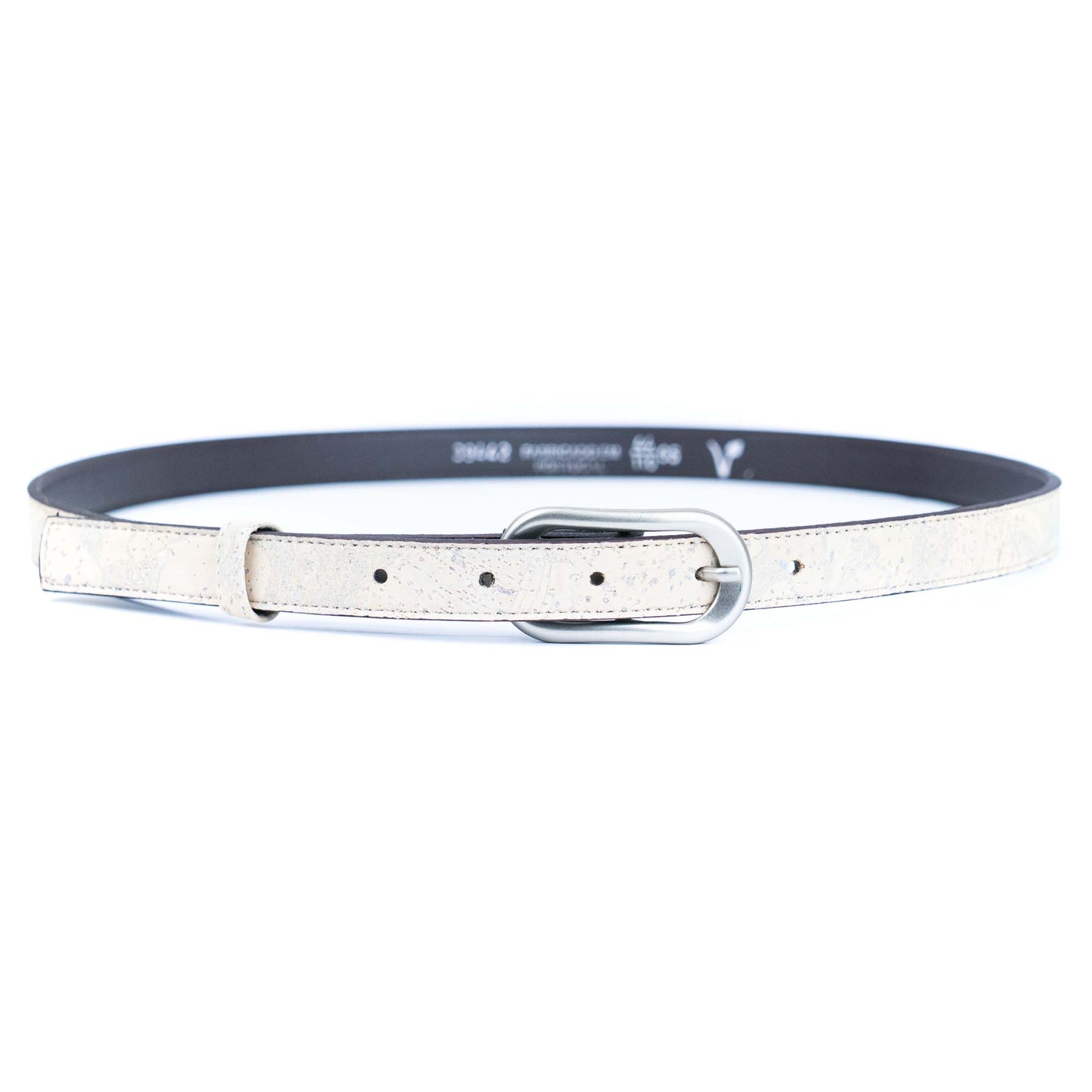 Women's Slim Cork Belt with Design Buckle  L-1117