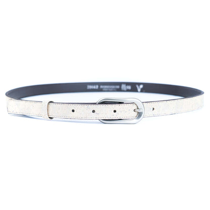 Women's Slim Cork Belt with Design Buckle  L-1117