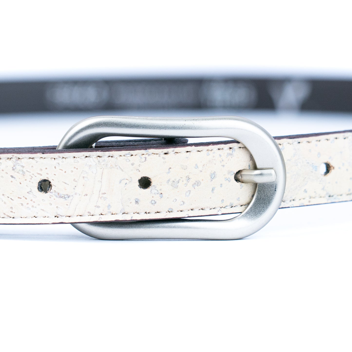 Women's Slim Cork Belt with Design Buckle  L-1117