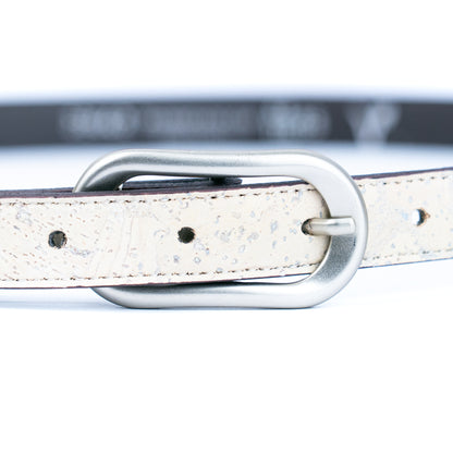 Women's Slim Cork Belt with Design Buckle  L-1117