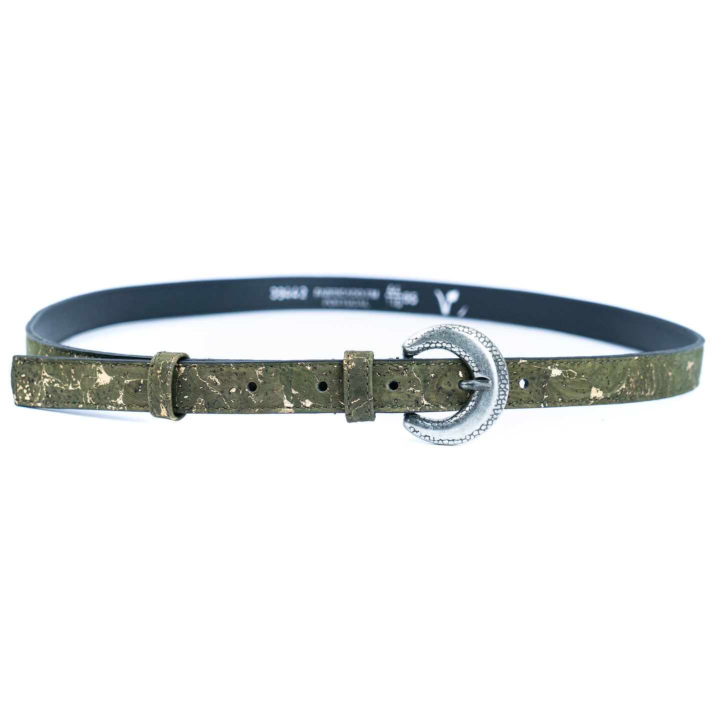 Women's Slim Cork Belt with Design Buckle  L-1117