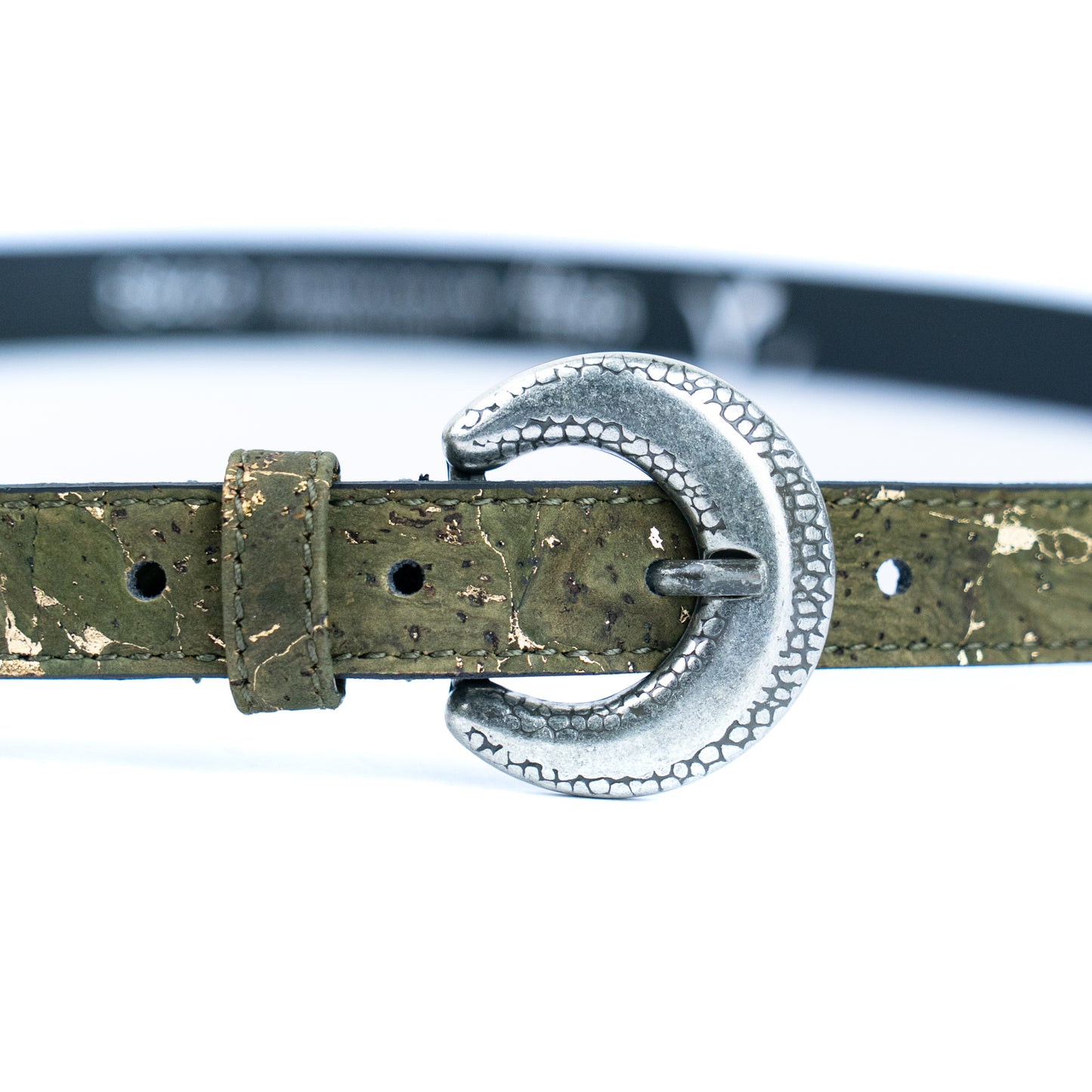 Women's Slim Cork Belt with Design Buckle  L-1117