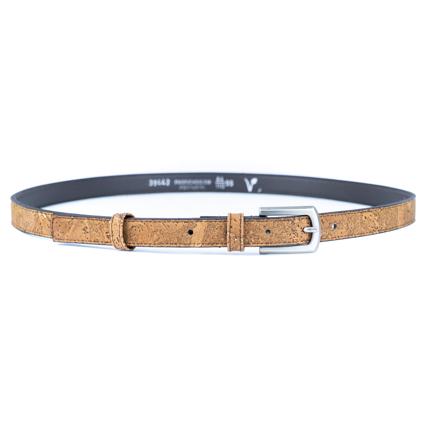 Women's Slim Cork Belt with Design Buckle  L-1117