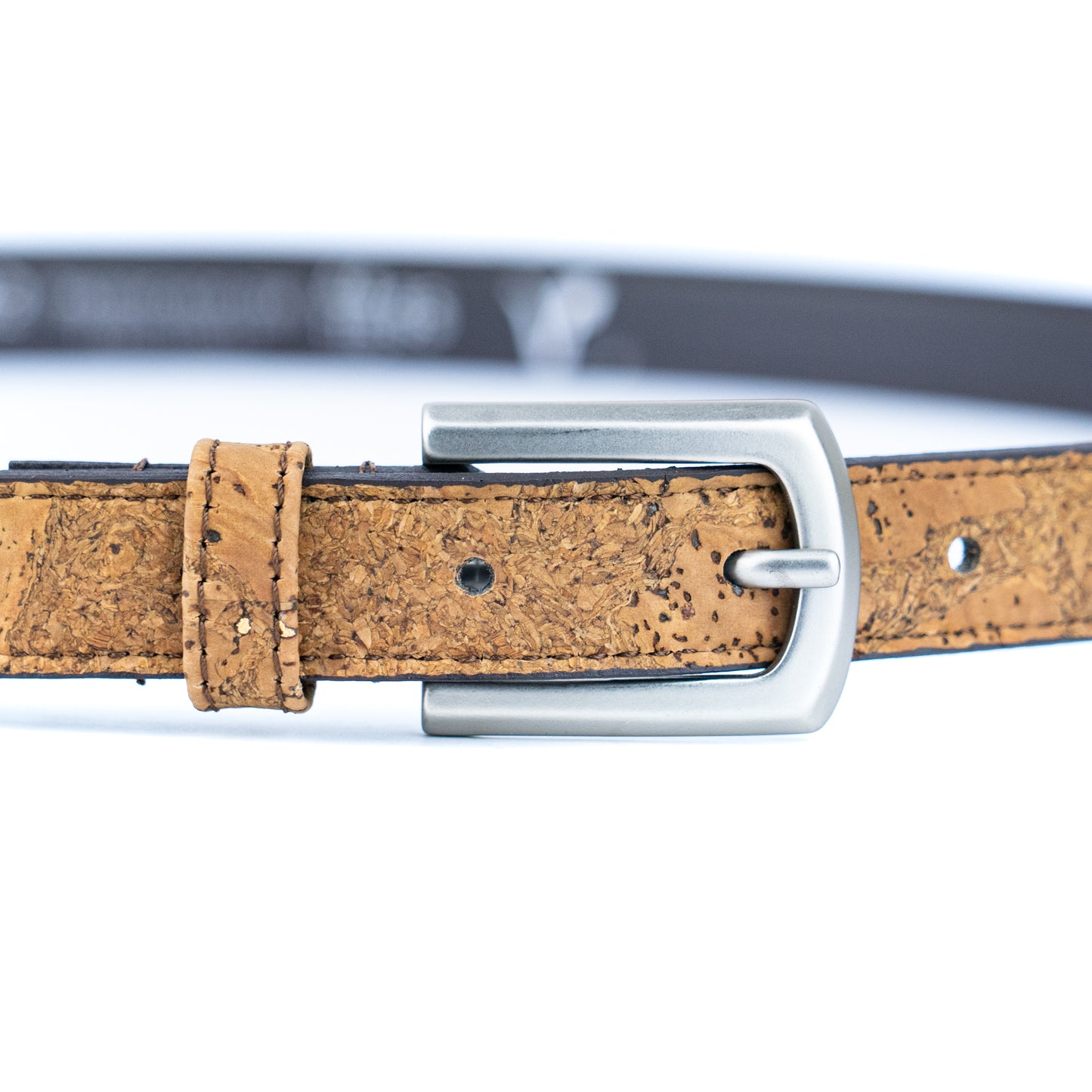 Women's Slim Cork Belt with Design Buckle  L-1117
