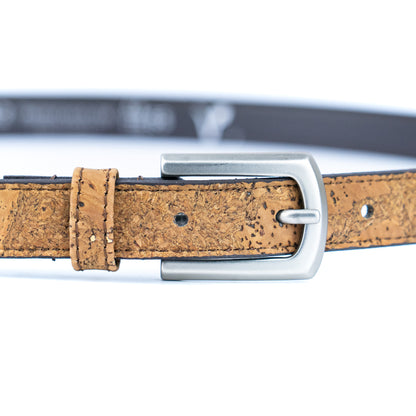 Women's Slim Cork Belt with Design Buckle  L-1117