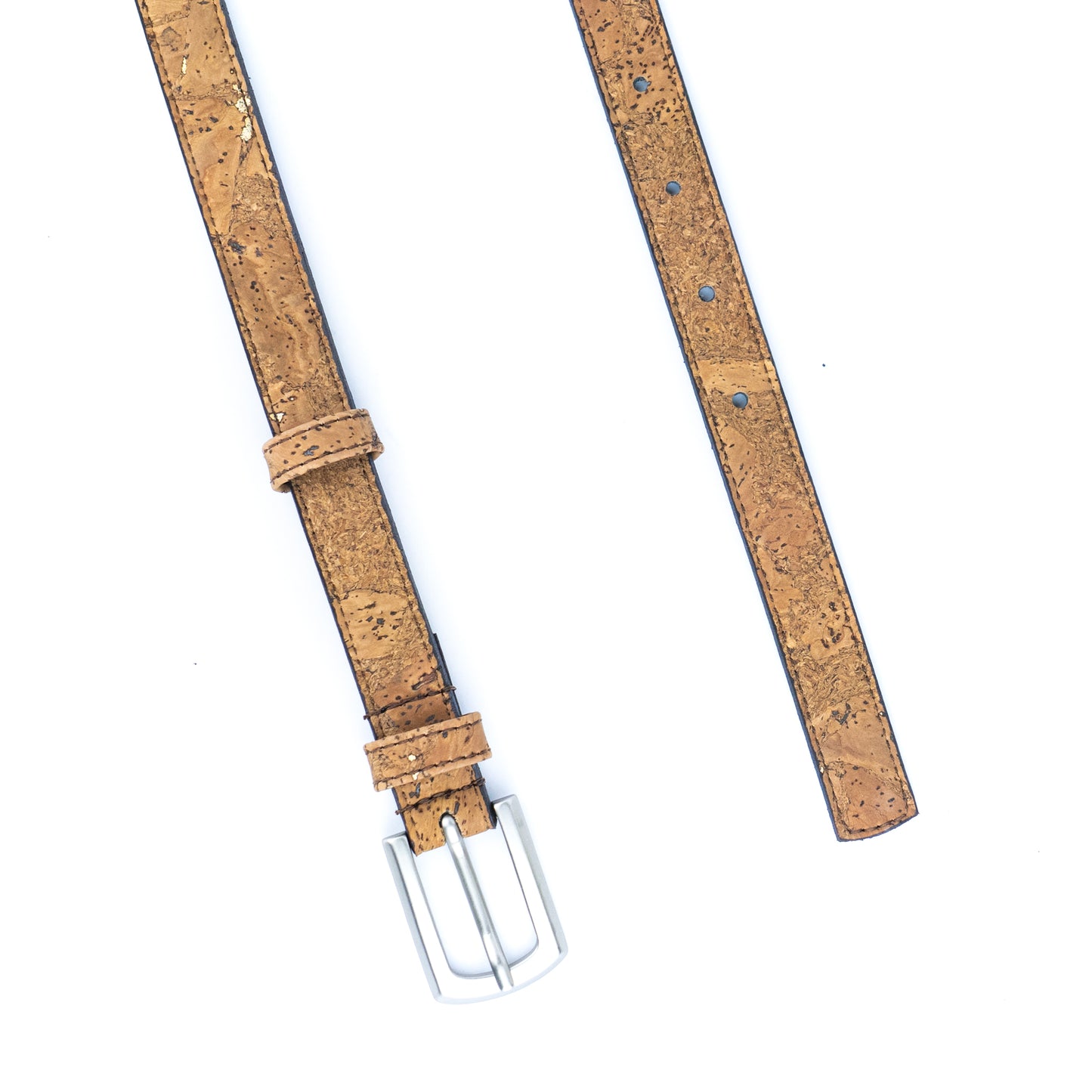 Women's Slim Cork Belt with Design Buckle  L-1117