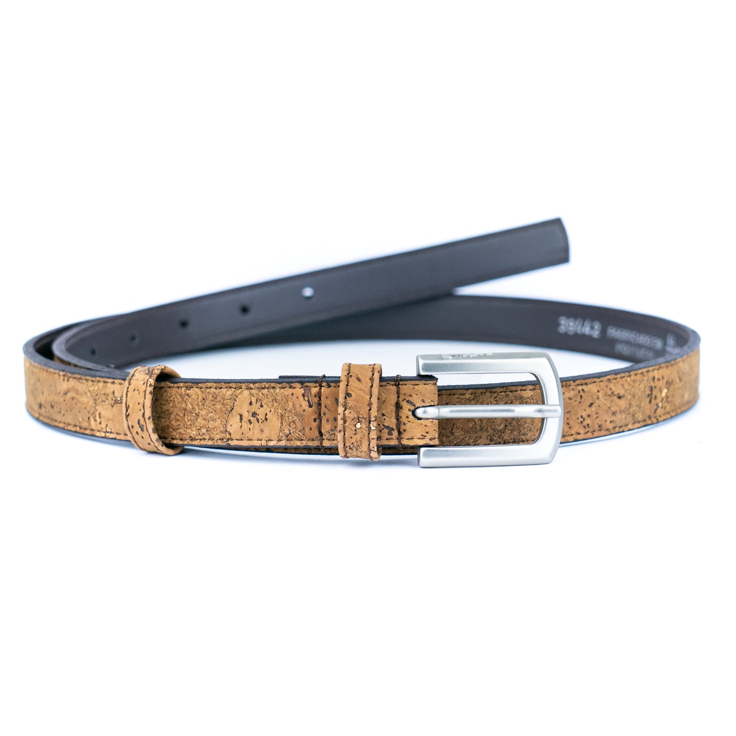 Women's Slim Cork Belt with Design Buckle  L-1117