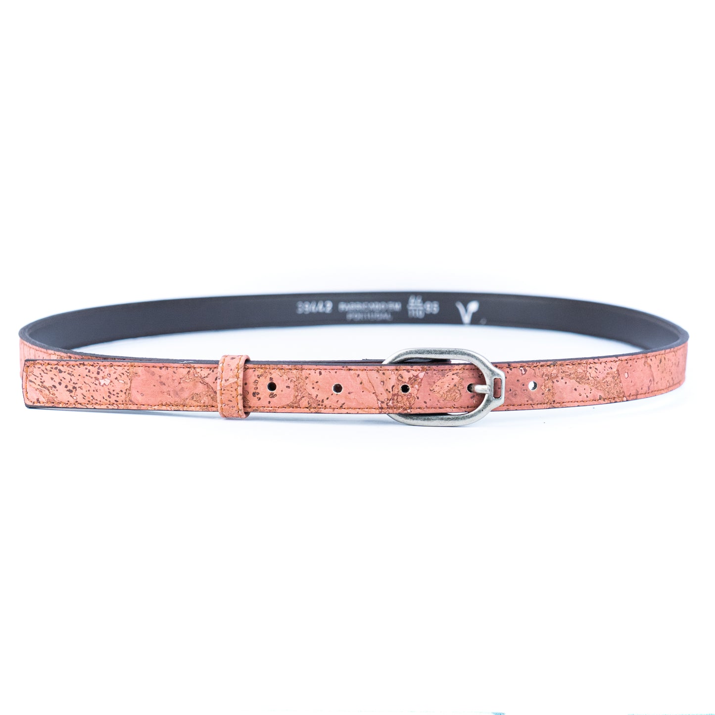 Women's Slim Cork Belt with Design Buckle  L-1117