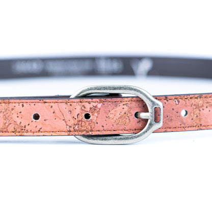 Women's Slim Cork Belt with Design Buckle  L-1117