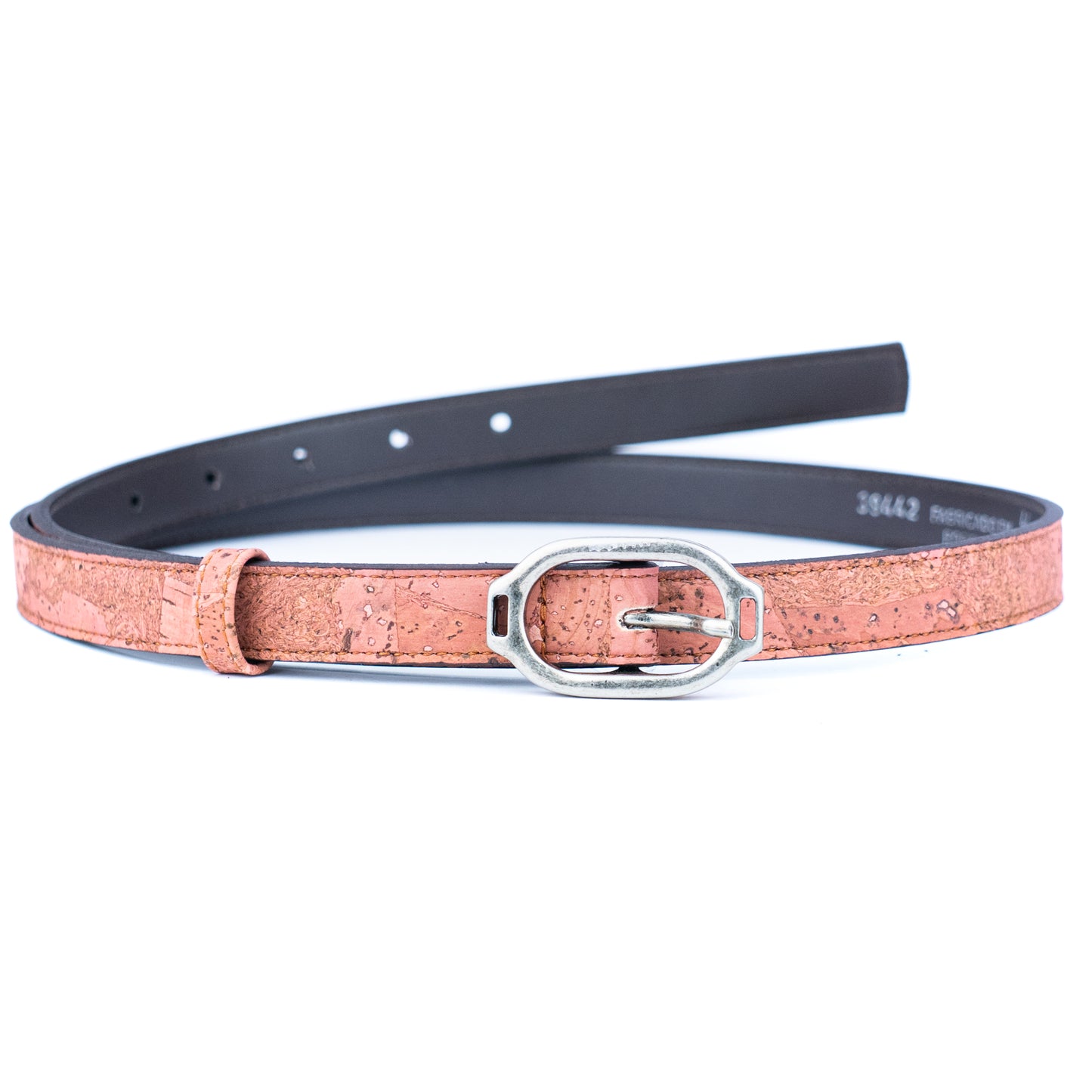 Women's Slim Cork Belt with Design Buckle  L-1117