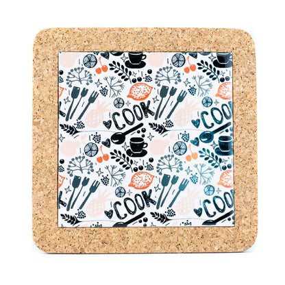 NEW STYLE Ceramic Tile Coaster on Cork Base L-1122