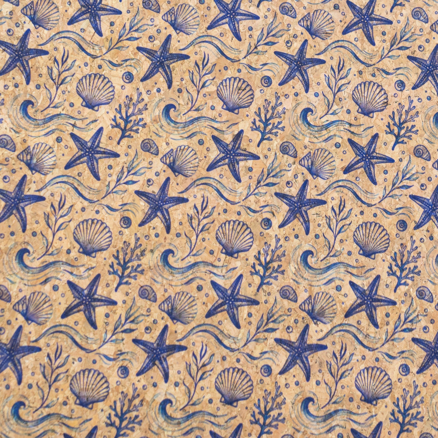 Summer Collection - Seashell & Starfish Cork Fabric COF-29