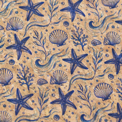 Summer Collection - Seashell & Starfish Cork Fabric COF-29