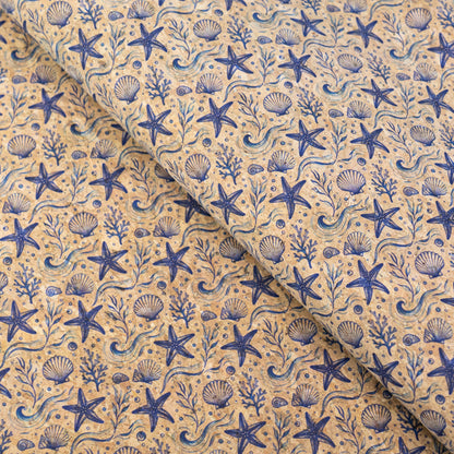 Summer Collection - Seashell & Starfish Cork Fabric COF-29