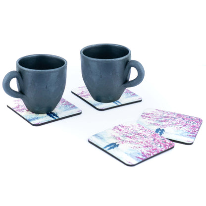 NEW STYLE  Coaster for drinks on Cork Base L-1123 pack of 4