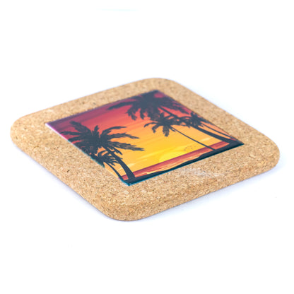 NEW STYLE Ceramic Tile Coaster on Cork Base L-1121