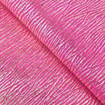 Embossed Fuchsia Pink Cork Fabric – Metallic Textured COF-698