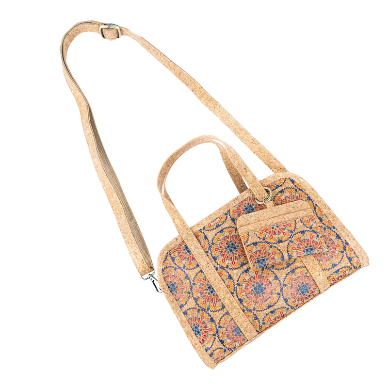 Cork Handbag – Floral & Mosaic Design, Eco-Friendly Elegance BAGD-342