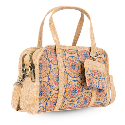 Cork Handbag – Floral & Mosaic Design, Eco-Friendly Elegance BAGD-342