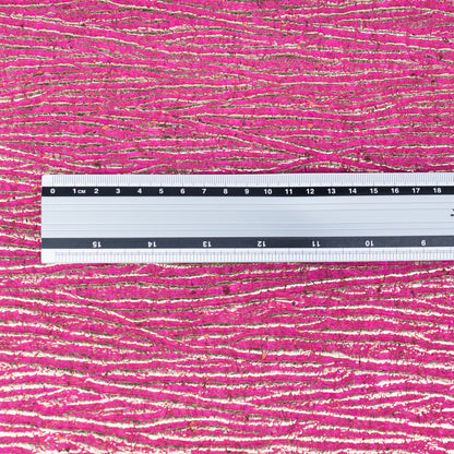 Embossed Fuchsia Pink Cork Fabric – Metallic Textured COF-698