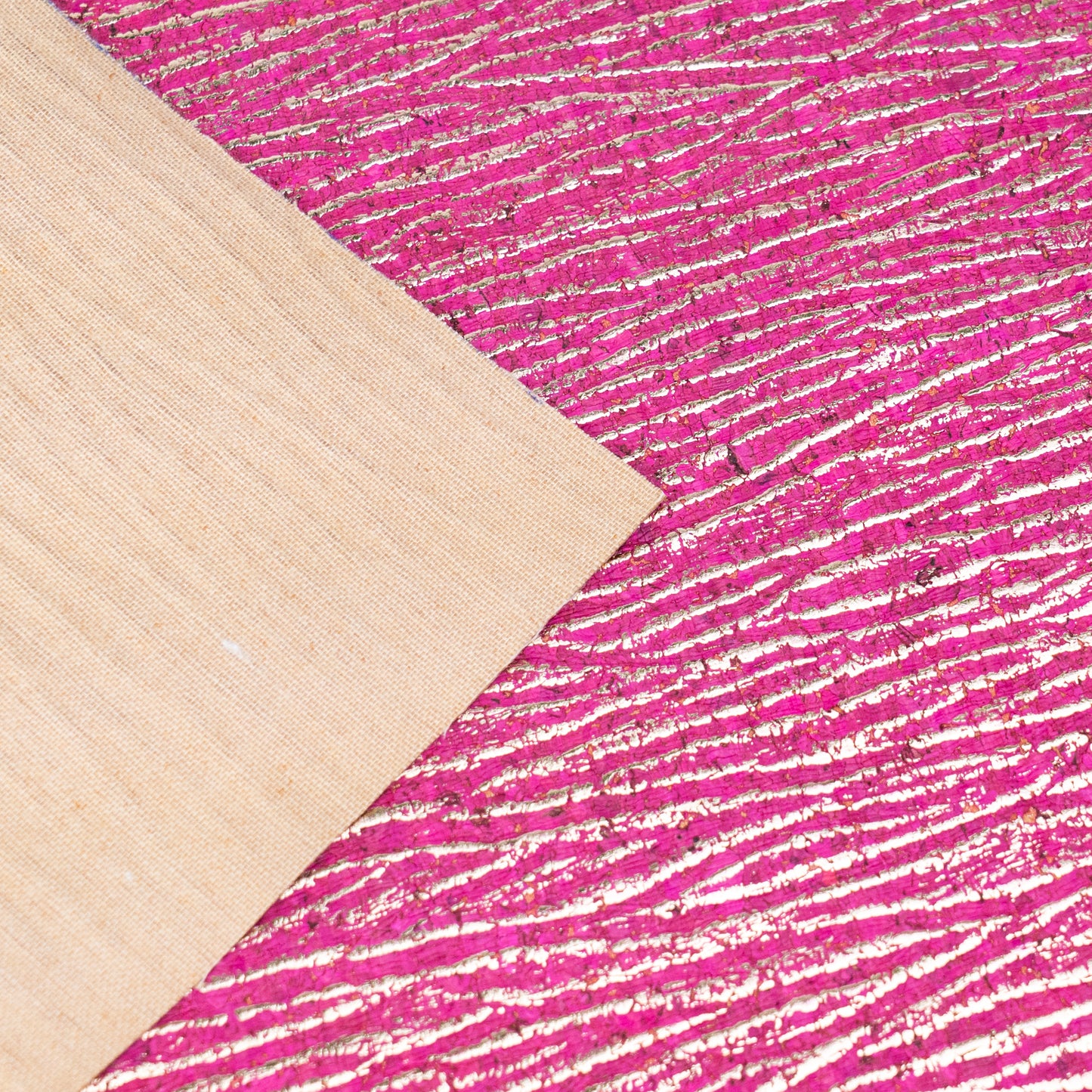 Embossed Fuchsia Pink Cork Fabric – Metallic Textured COF-698