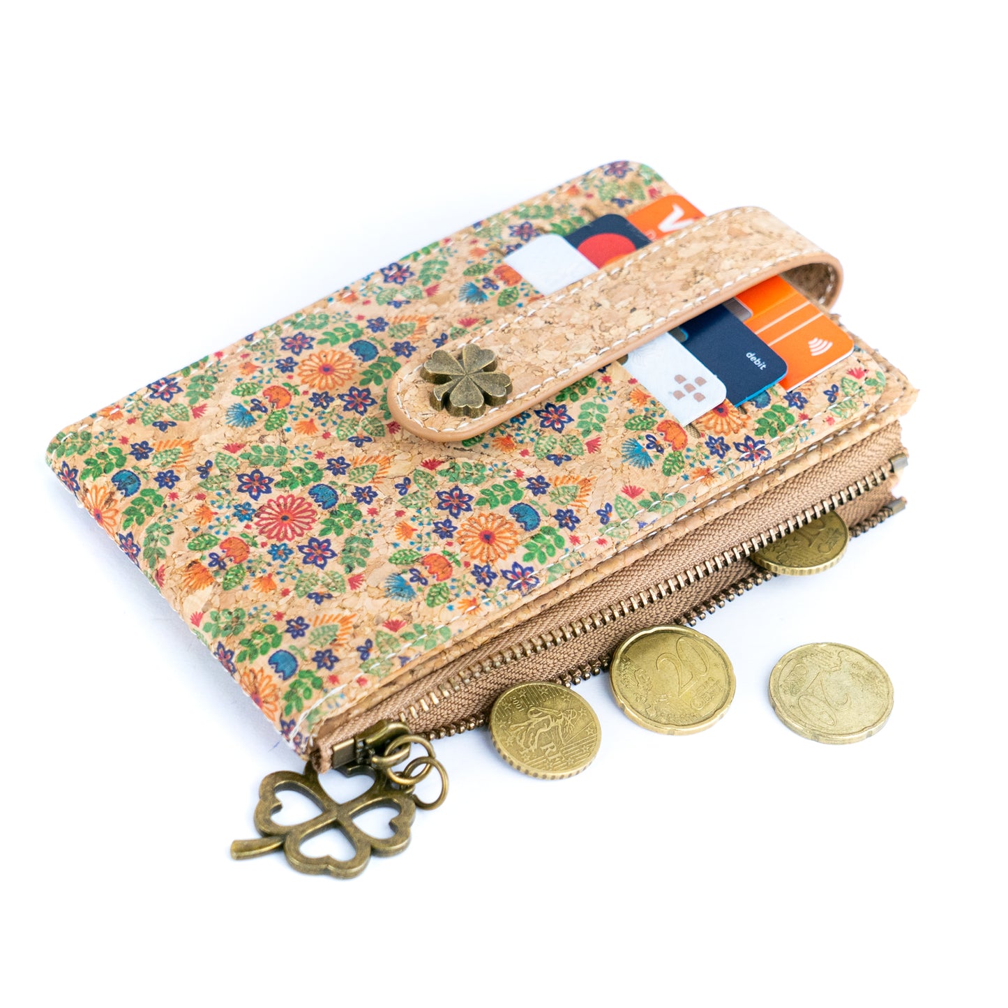 Floral Cork Wallet with Card Holder & Coin Pocket – BAGD-479-MIX-8(8units)