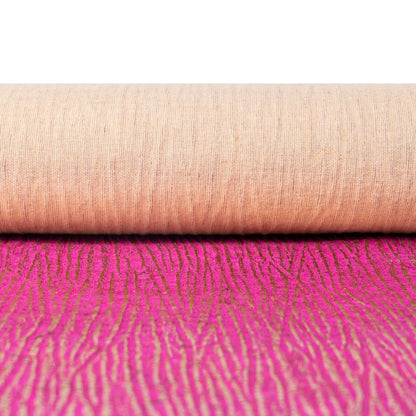 Embossed Fuchsia Pink Cork Fabric – Metallic Textured COF-698