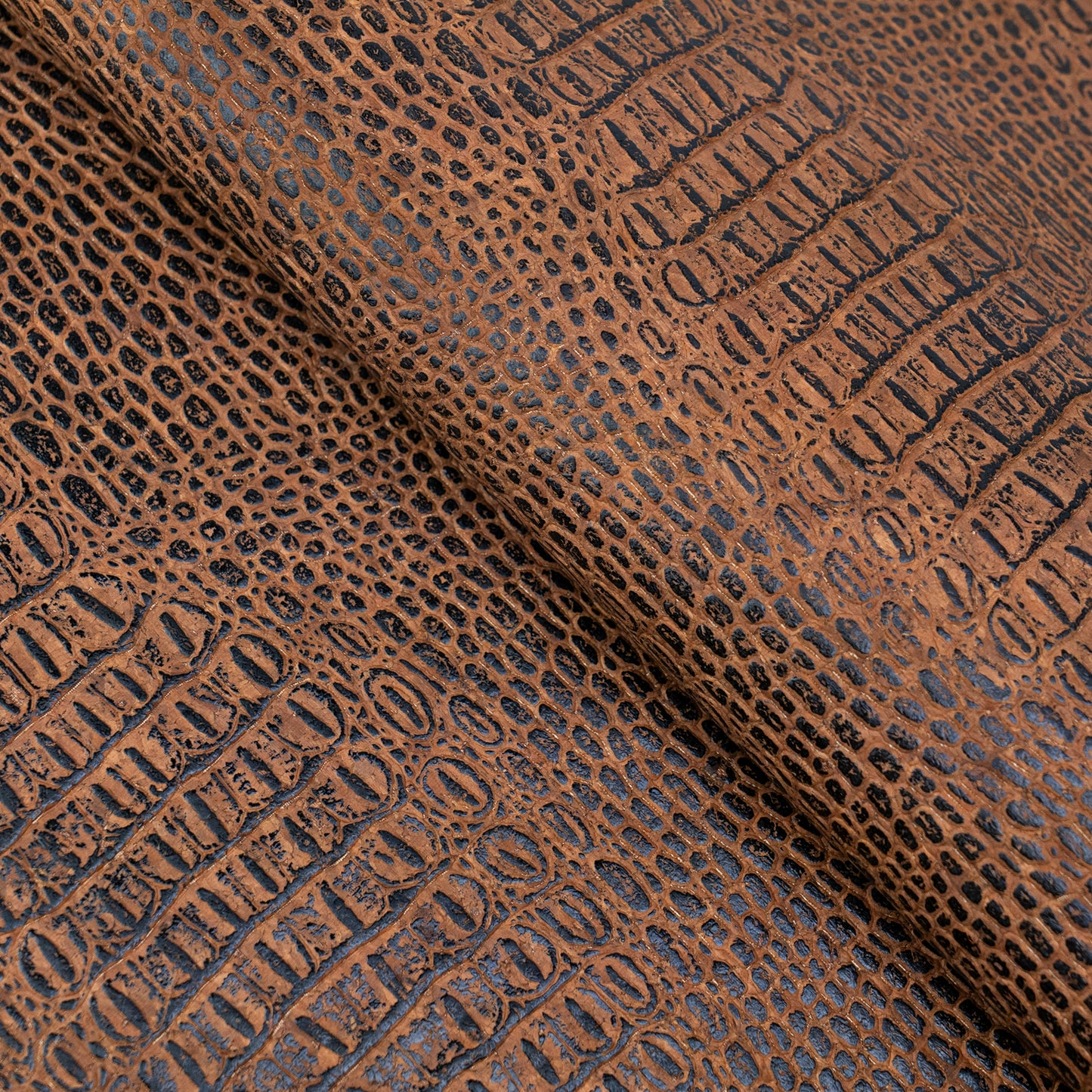 Crocodile Pattern Cork Fabric | Brown Embossed Cork Leather COF-701