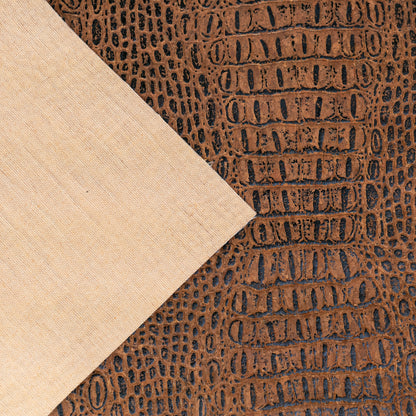Crocodile Pattern Cork Fabric | Brown Embossed Cork Leather COF-701
