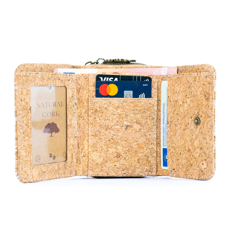 Compact Cork Wallet with Coin Pocket and Card Slots BAGD-285-MIX-8（8units）