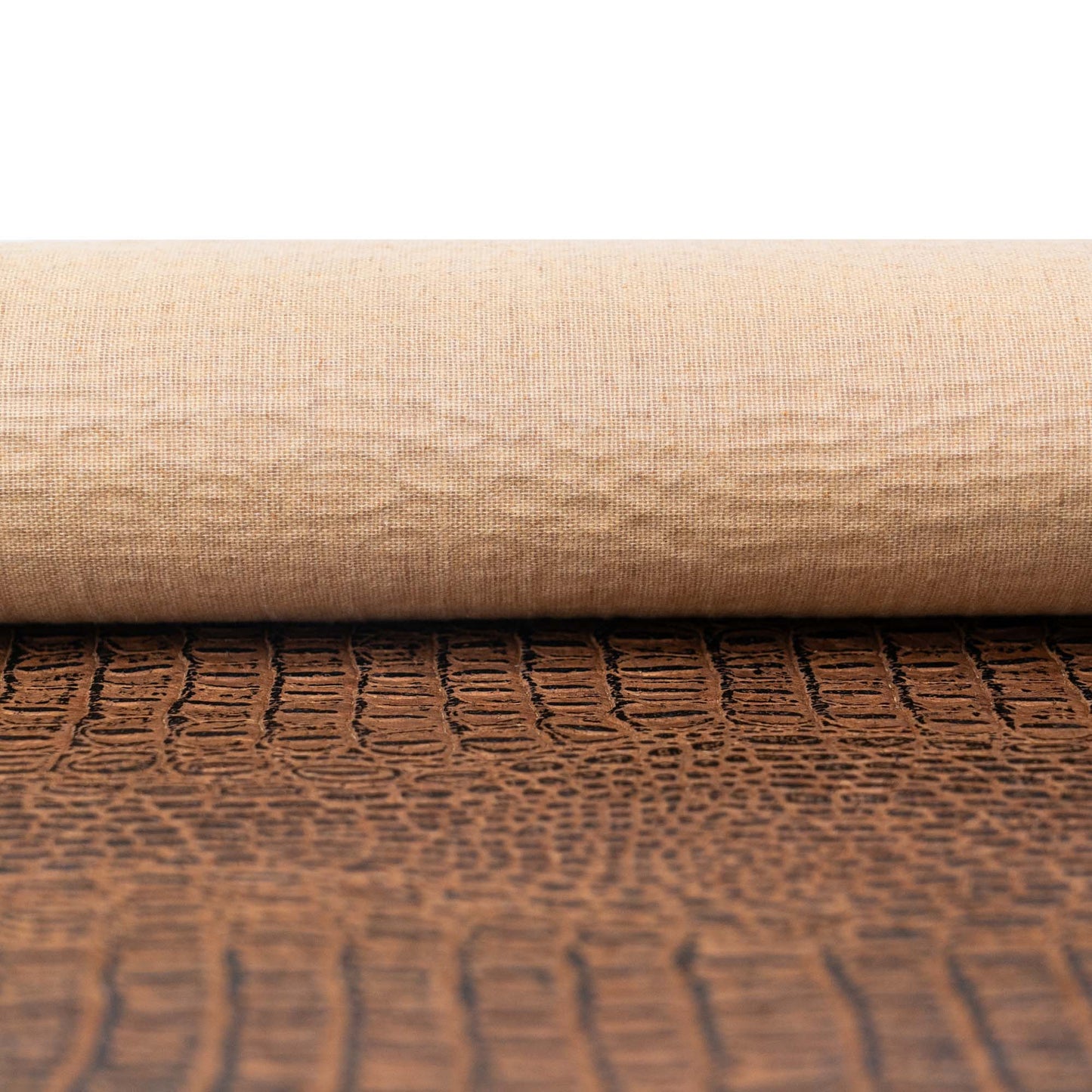 Crocodile Pattern Cork Fabric | Brown Embossed Cork Leather COF-701