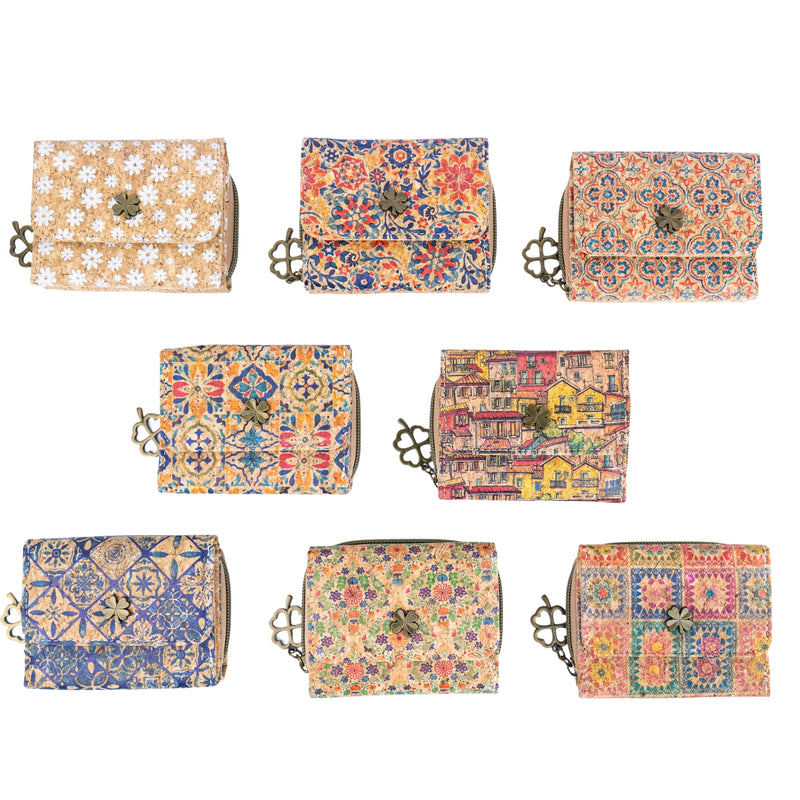 Compact Cork Wallet with Coin Pocket and Card Slots BAGD-285-MIX-8（8units）