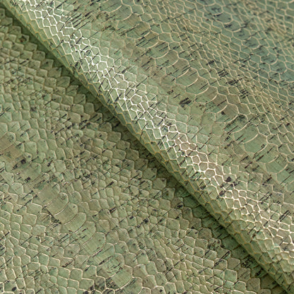 Snake Pattern Cork Fabric | Embossed Sage Green COF-700